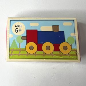 Kikkerland Mini Wood Puzzle Train 14 Pieces Ages 6+ NEW SEALED